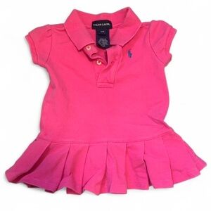 Ralph Lauren Pink Ruffle Hem Short Sleeve Shirt Dress Size 9 Months
